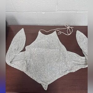 Gold Sequin Cami Wrap Crop Top